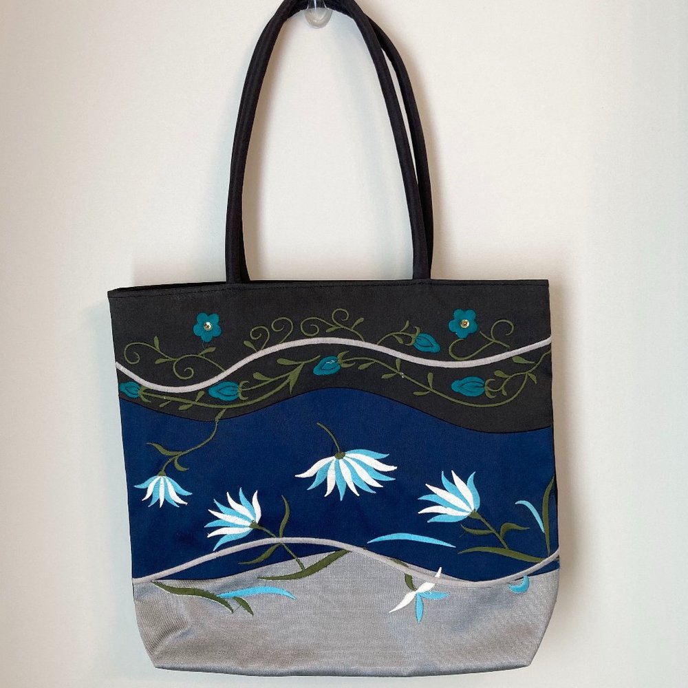 Embroidered Silk Floral Handbag by Somaly Hay